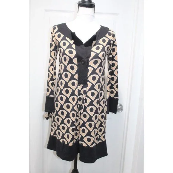 Diane Von Furstenberg | Dresses | Diane Von Furstenberg Dress Silk Wool  Dilly Long Sleeve Shift Mocha Pockets 2 | Poshmark